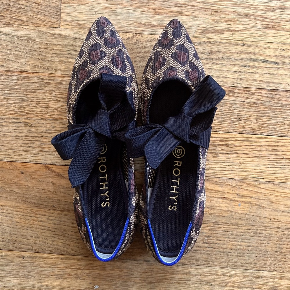 Rothy’s Cheetah Print Mary Jane Pointed Flat Size 9/9.5